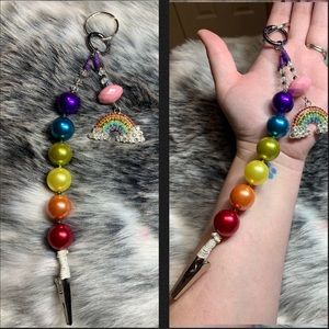 Rainbow keychain credit card grabber